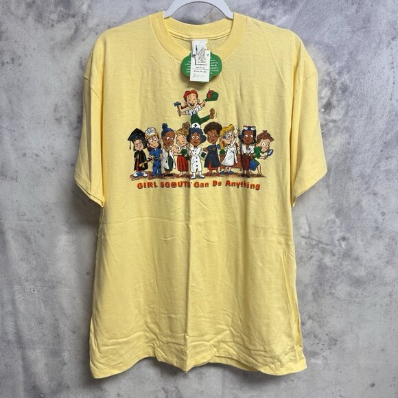 Vintage 90s Girl Scout T Shirt Adult XL 23x30 Yellow Single Stitch NEW - Picture 2 of 11